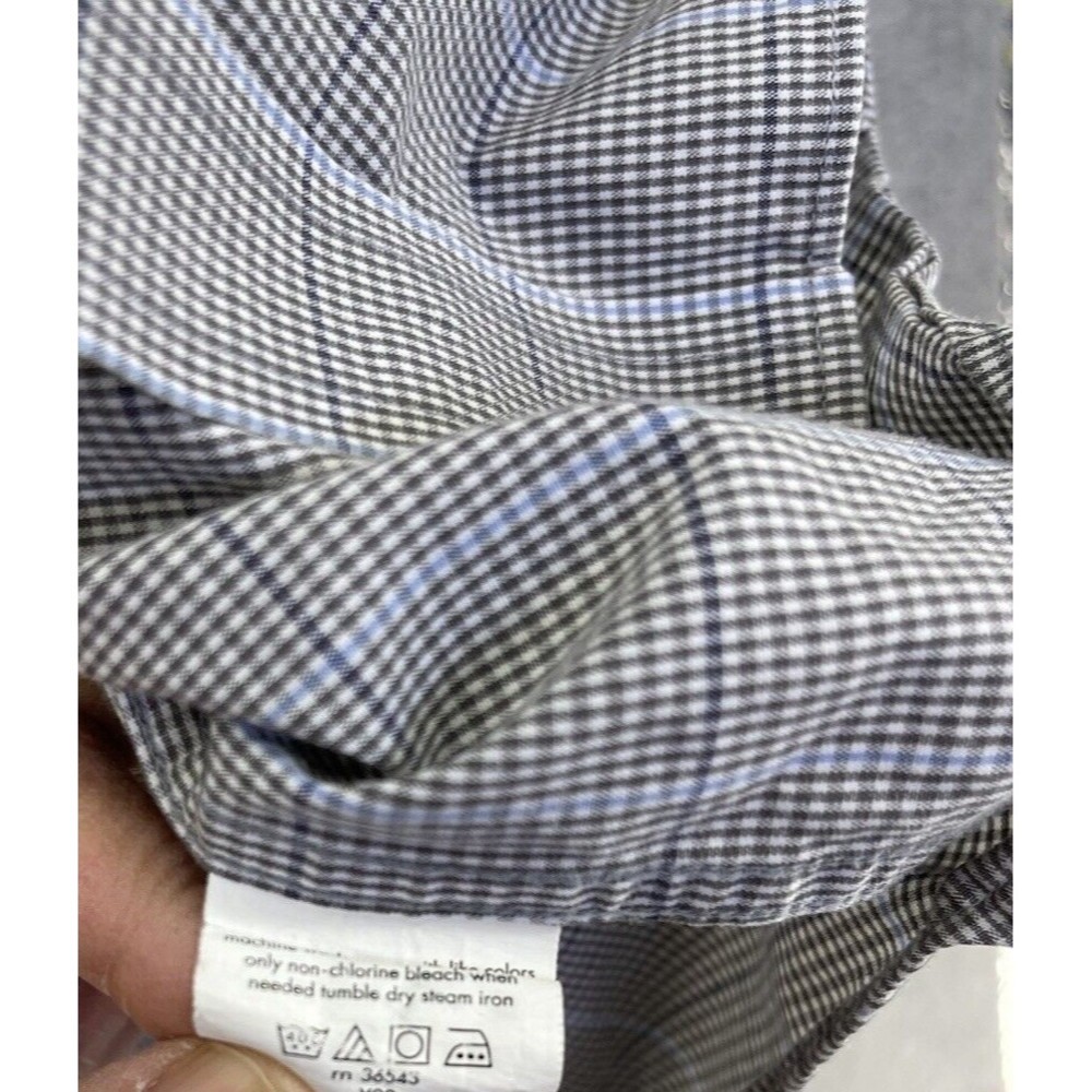 Michael Kors Men's Button Down Shirt Long Sleeve Size 16 1/2 Micro Check Cotton - Picture 5 of 12